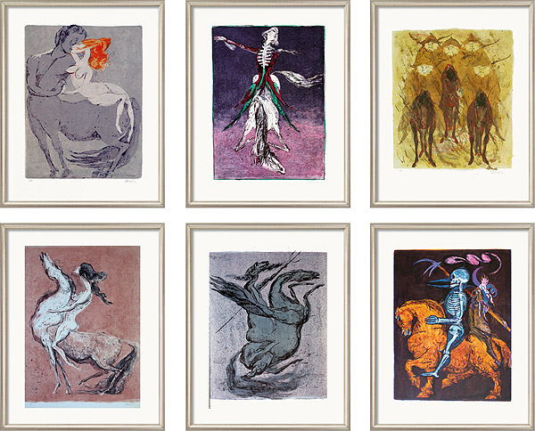  Mappe `Pferde Pferde´ mit 6 Lithografien 