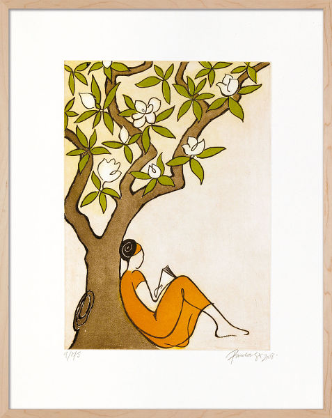  Lesende unter Magnolie 